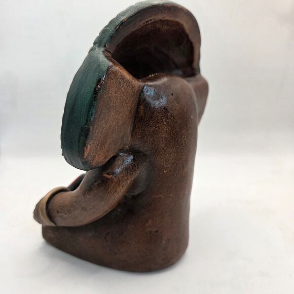 Vintage Mexican Hand Painted Clay Aztec Style Figure Statue 6.5" Folk Art - Picture 6 of 16